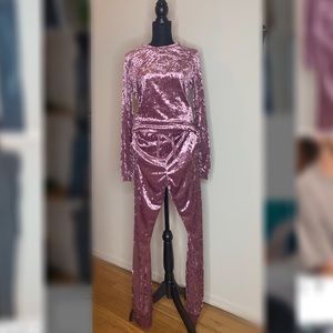 Pink velour top and pants